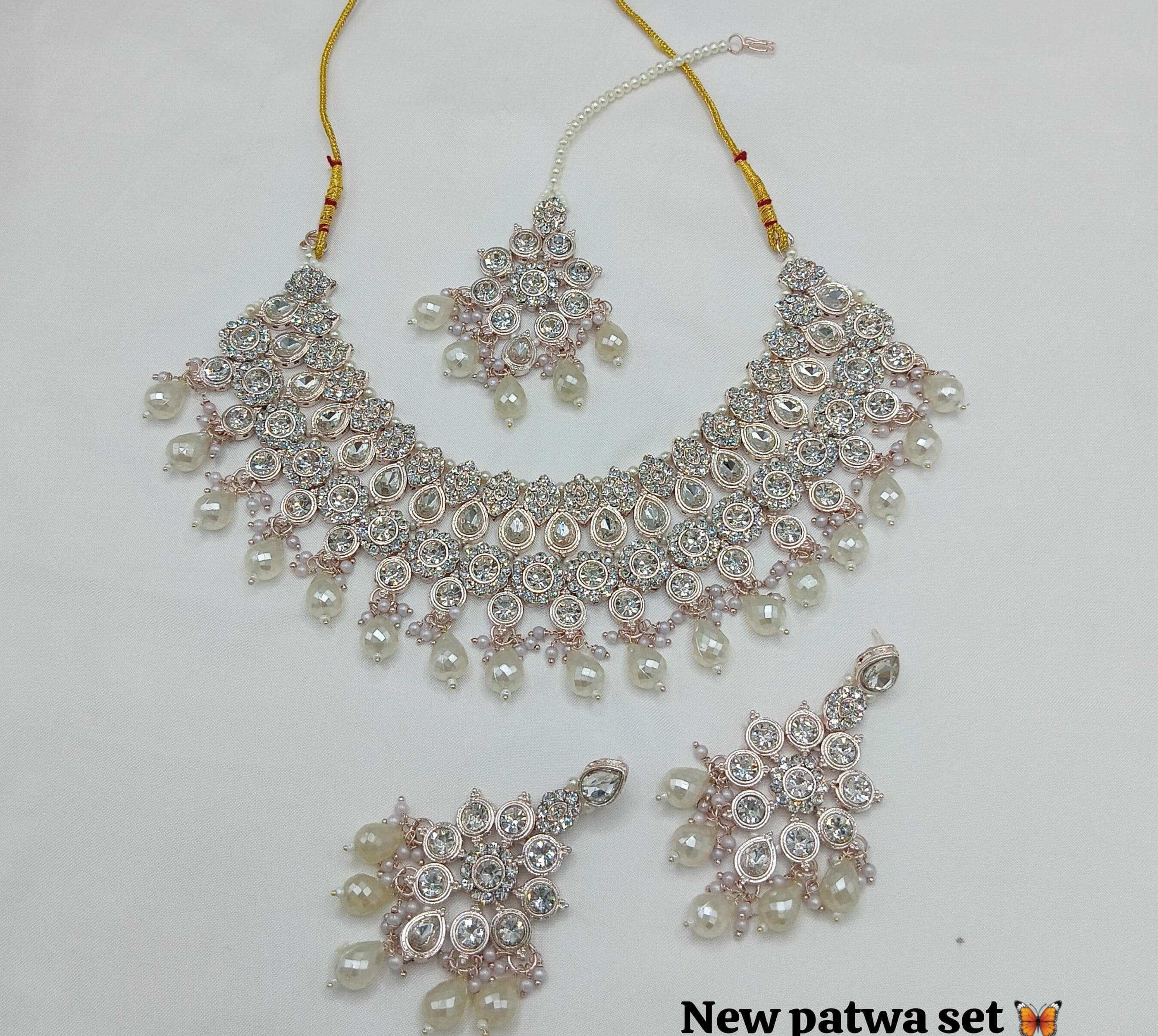 Choker Rose Gold Plated CZ Stone Jewellery Set